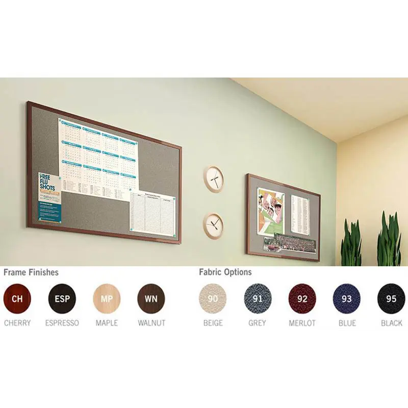Ghent IMM45MPF90 47.75" x 59.75" Impression Modern Frame - Beige Fabric Tackboard - Maple Finish