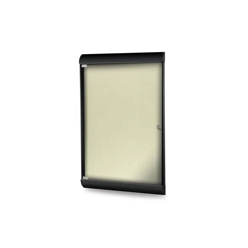Ghent-SILH20470 - 42.13"x27.75" 1-Dr Silhouette Encl Bulletin Bd, Black Frame, Vinyl Fabric Caramel