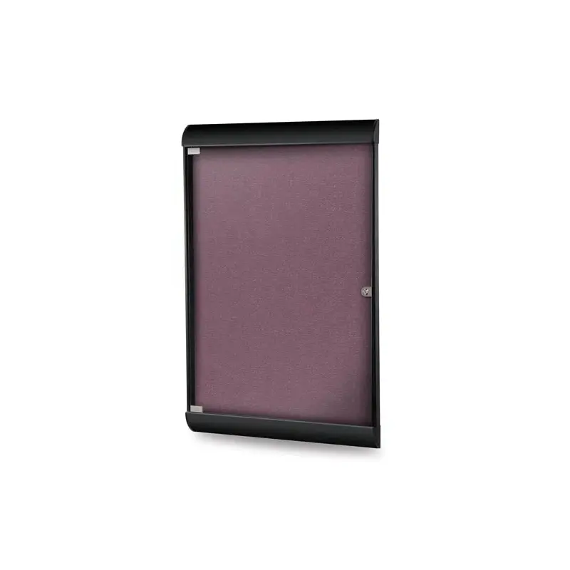 Ghent-SILH20473 - 42.13"x27.75" 1-Dr Silhouette Encl Bulletin Bd, Black Frame, Vinyl Fabric Berry