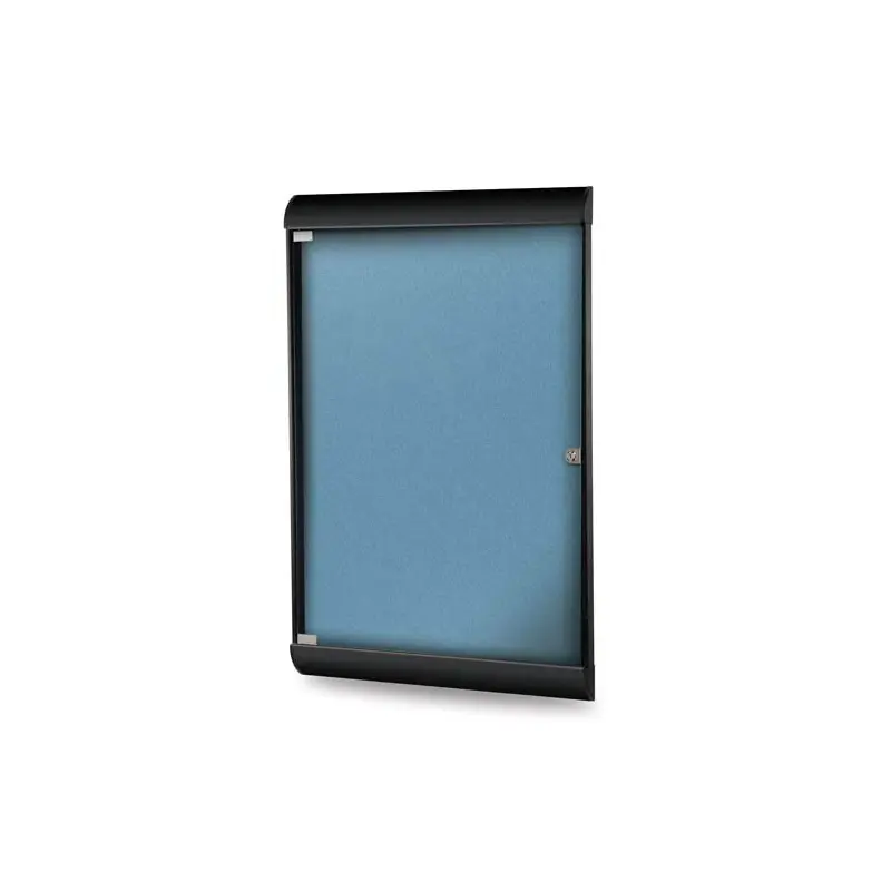 Ghent-SILH20475 - 42.13"x27.75" 1-Dr Silhouette Encl Bulletin Bd, Black Frame, Vinyl Fabric Ocean