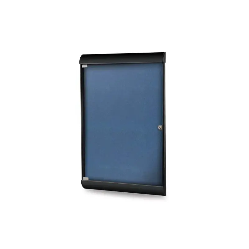 Ghent-SILH20477 - 42.13"x27.75" 1-Dr Silhouette Encl Bulletin Bd, Black Frame, Vinyl Fabric Navy