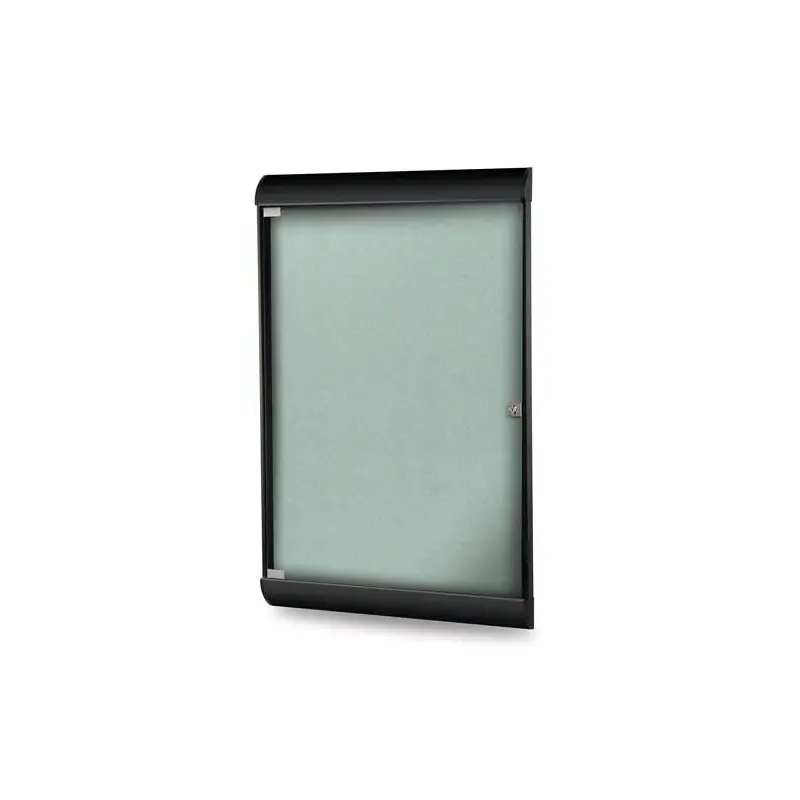 Ghent-SILH20479 - 42.13"x27.75" 1-Dr Silhouette Encl Bulletin Bd, Black Frame, Vinyl Fabric Stone