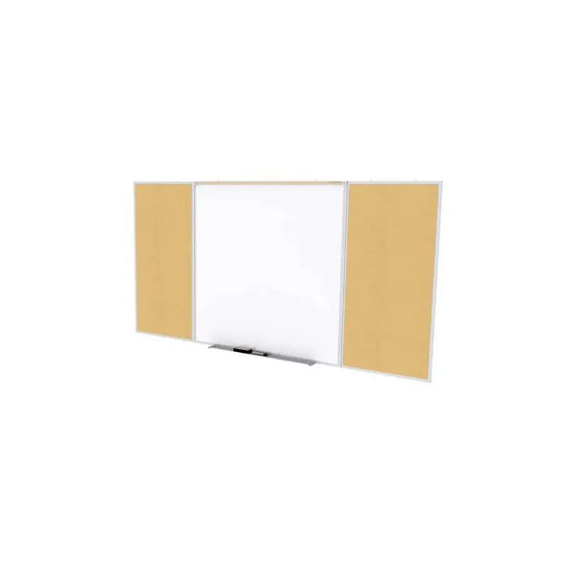Ghent-SPC416D-K - 4'x16' Style D Combination - Porcelain Magnetic Whiteboard / Natural Cork Bull