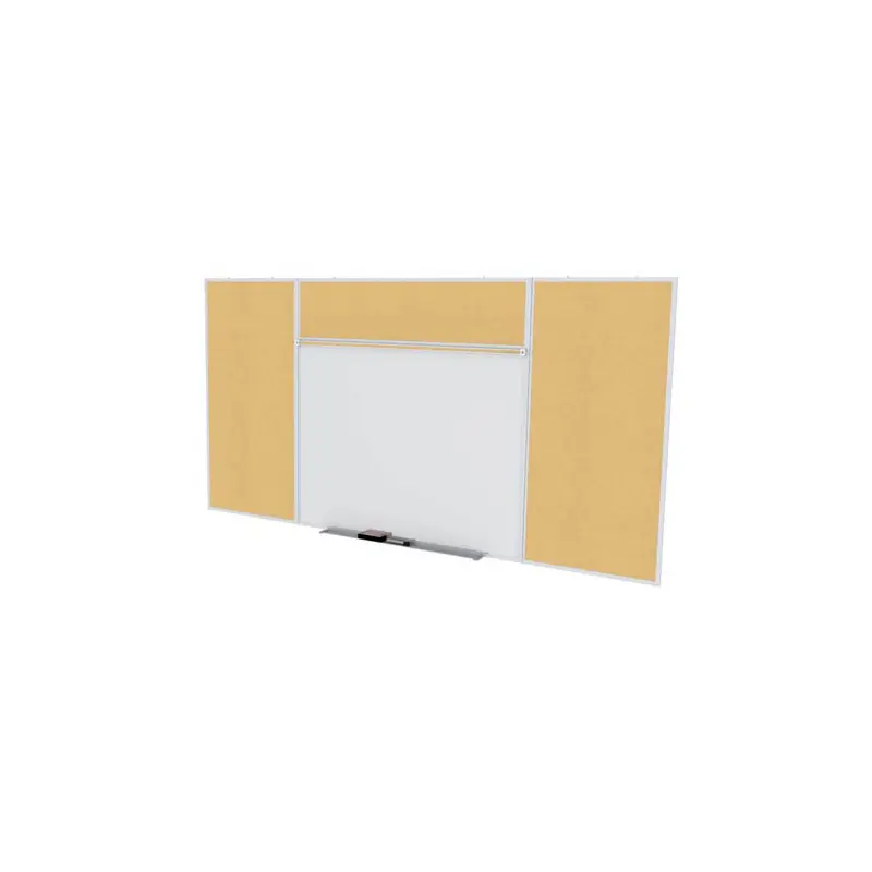 Ghent-SPC416E-K - 4'x16' Style E Combination - Porcelain Magnetic Whiteboard / Natural Cork Bull