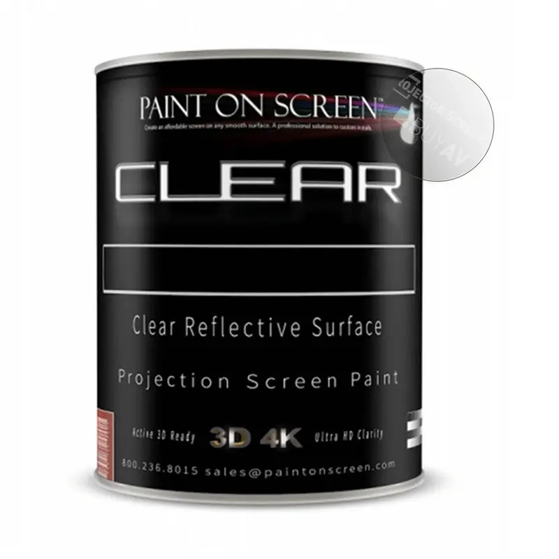 Projector Screen Paint - Clear with 1.6 Gain - HD 1080P,3D and 4K Capable - Quart
