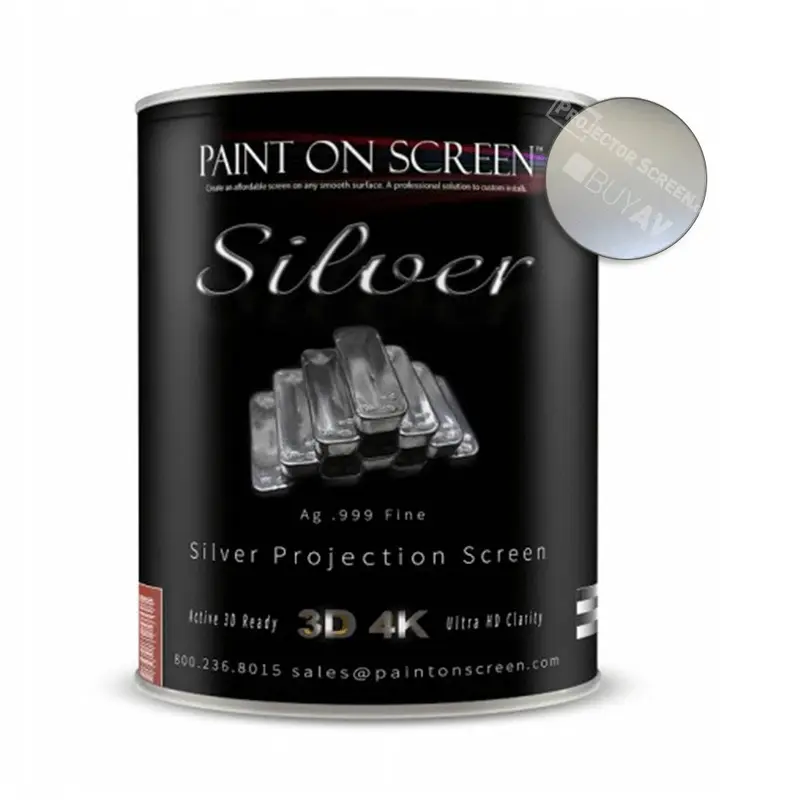 Projector Screen Paint - Silver with 1.6 Gain - HD 1080P,3D Capable and 4K Ready - Quart