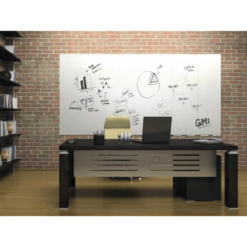 Ghent ARIASN43WH Aria 4'H x 3'W Low Profile 1/4" Glassboard - Vertical White - 4 Markers and Eraser
