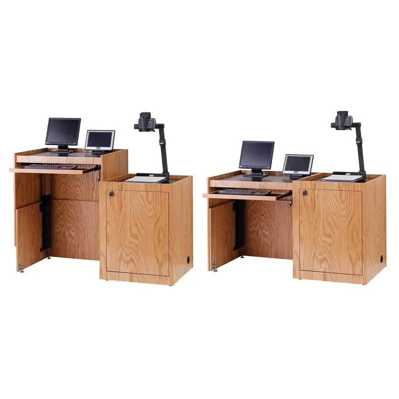 Sound-Craft WSV-50-Dark Oak Ideal Series 50"H Height Adjustable Multimedia Workstation with Dark Oak Veneer