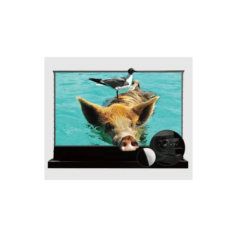 Vividstorm Motorized Floor Rising ALR Projector Screen for Ultra Short Throw Projectors 92 Inch with Acoustically Transparent Bottom Black Border - VSDSTUST92HP