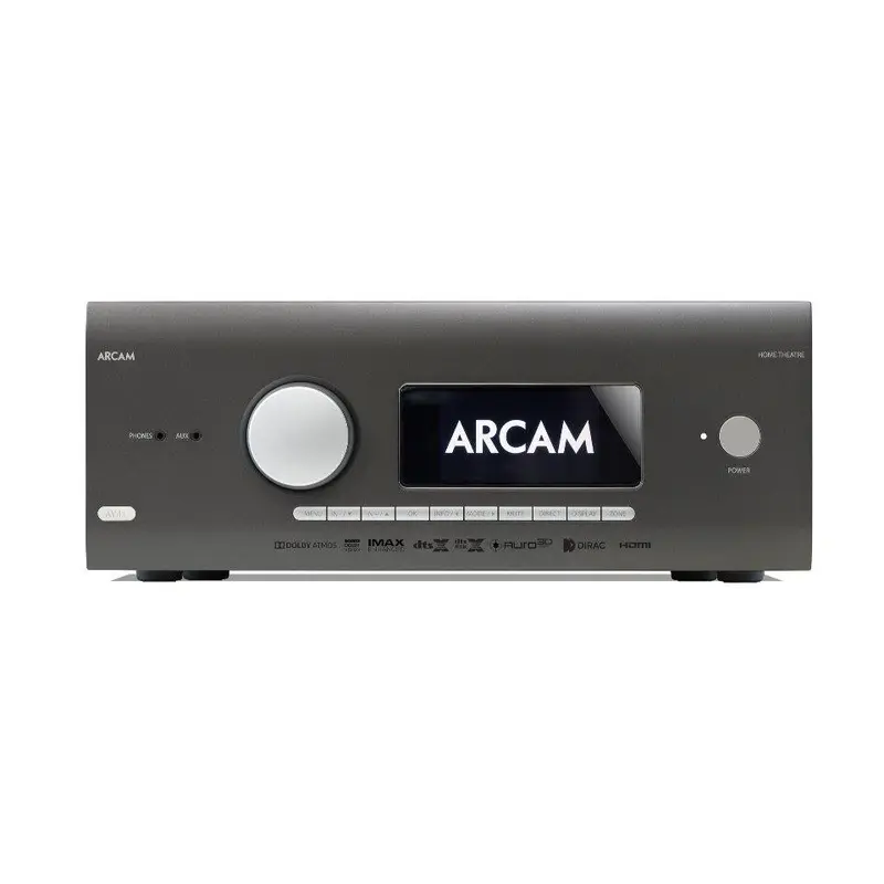 Arcam AV41 Home theater preamp/processor with 16-channel processing, Chromecast built-in, Apple AirPlay 2, Dolby Atmos, and Dirac Live room correction