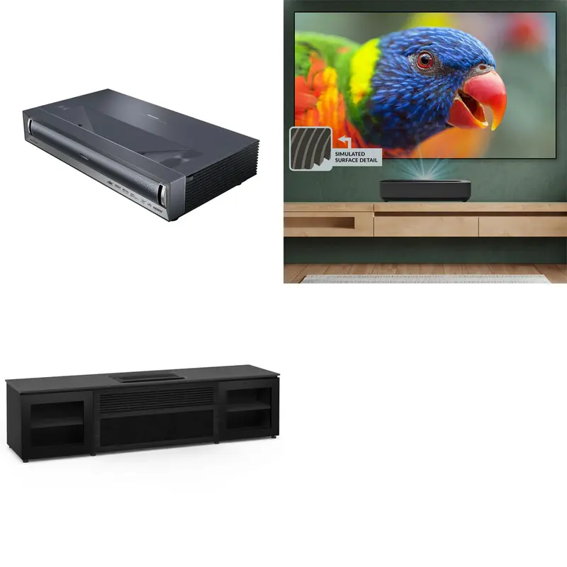 Hisense PX3-Pro + Spectra Helios 120" Fresnel Fixed Frame Screen Bundle + Salamander Oslo Cabinet Bundle