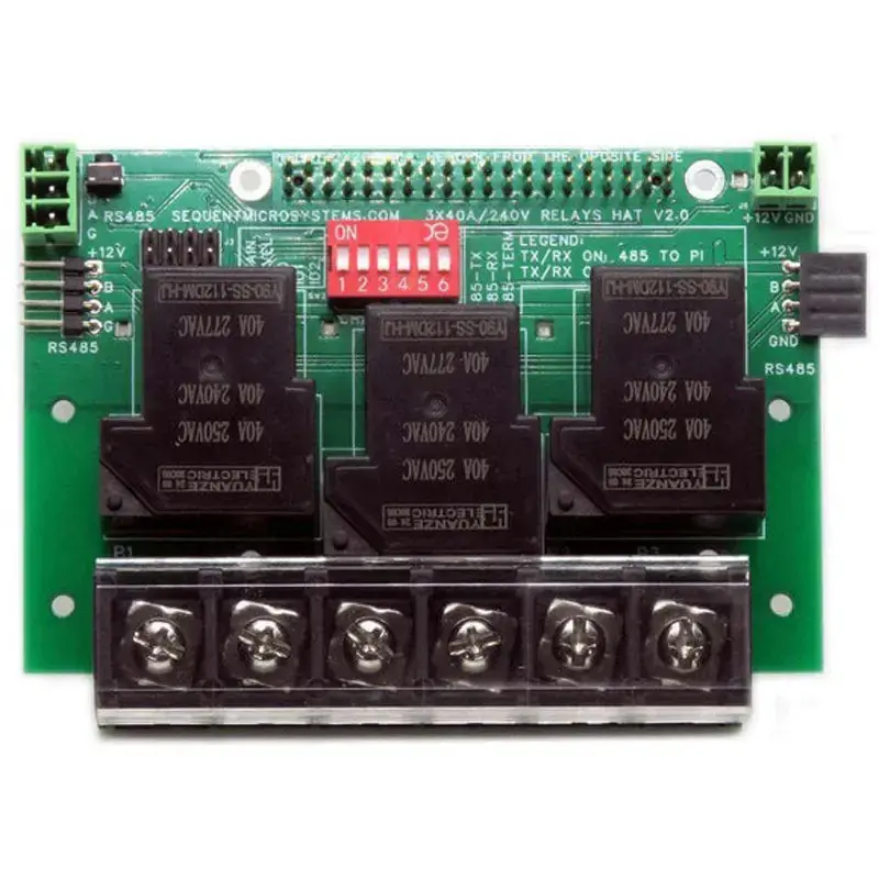 Sequent Microsystems 3 40A/240V Relays RS485 Daisy-Chainable HAT for Raspberry Pi