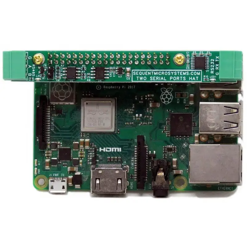 Sequent Microsystems Stackable HAT w/ 2 Serial Ports RS485 & RS232 for Raspberry Pi