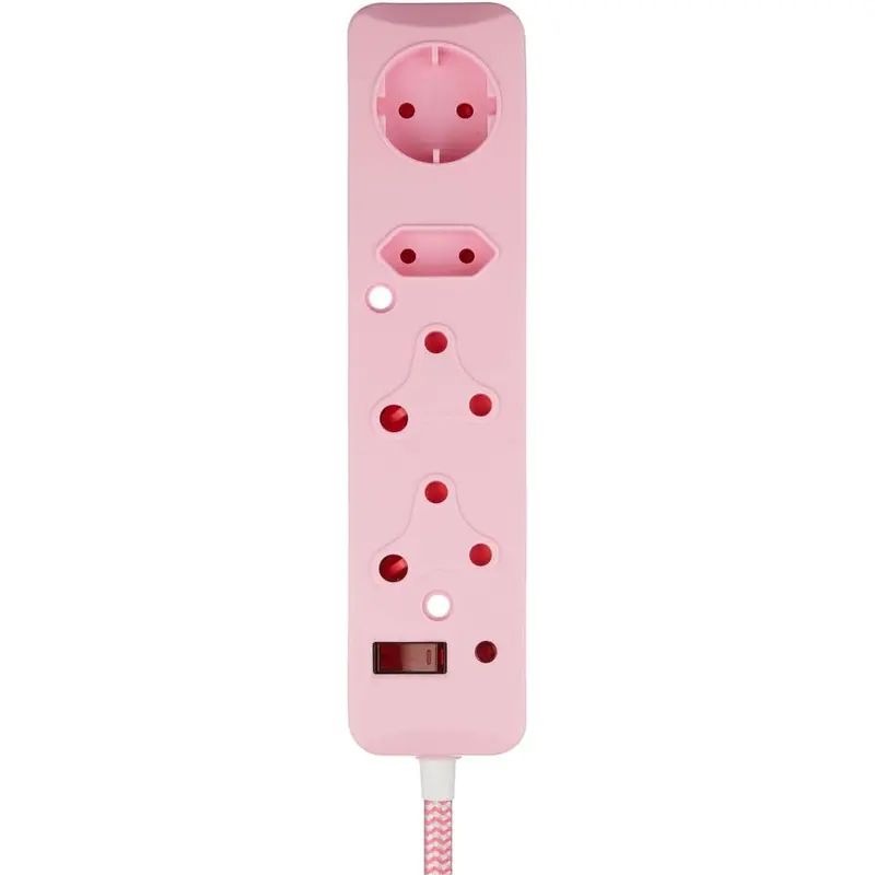 Switched 4-Way 0.5m Surge Multiplug  Pink
