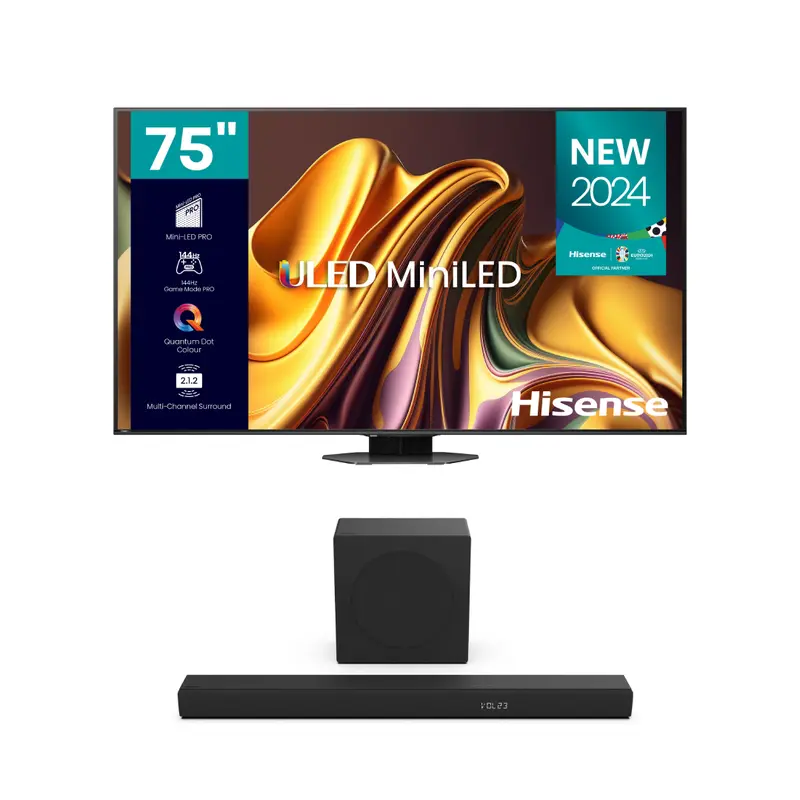 Hisense 75U8N Mini-LED ULED TV - 75" + Hisense HS3100 Soundbar