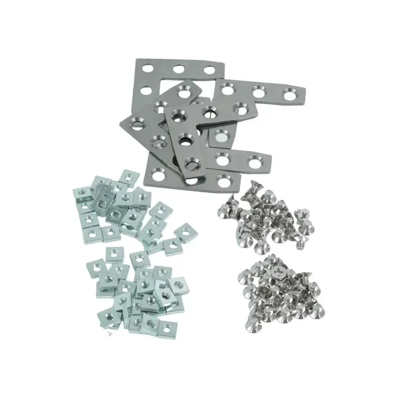 For 15x15mm Profiles, L-Shaped Assembly Plates (6 Pieces); Sliding Nut (50 Pieces) and Countersunk Screws (50 Pieces)