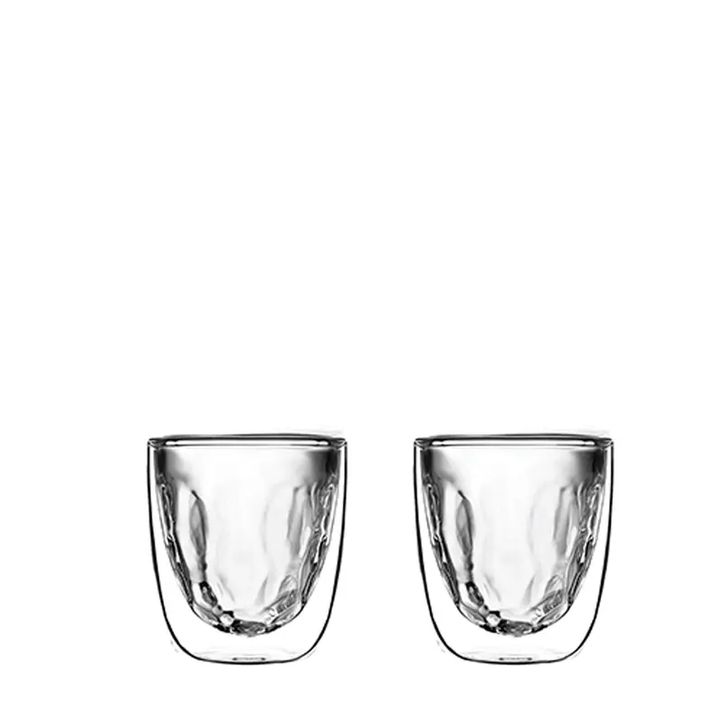 QDO Element Metal 75ml Double Wall Glasses - 2pk