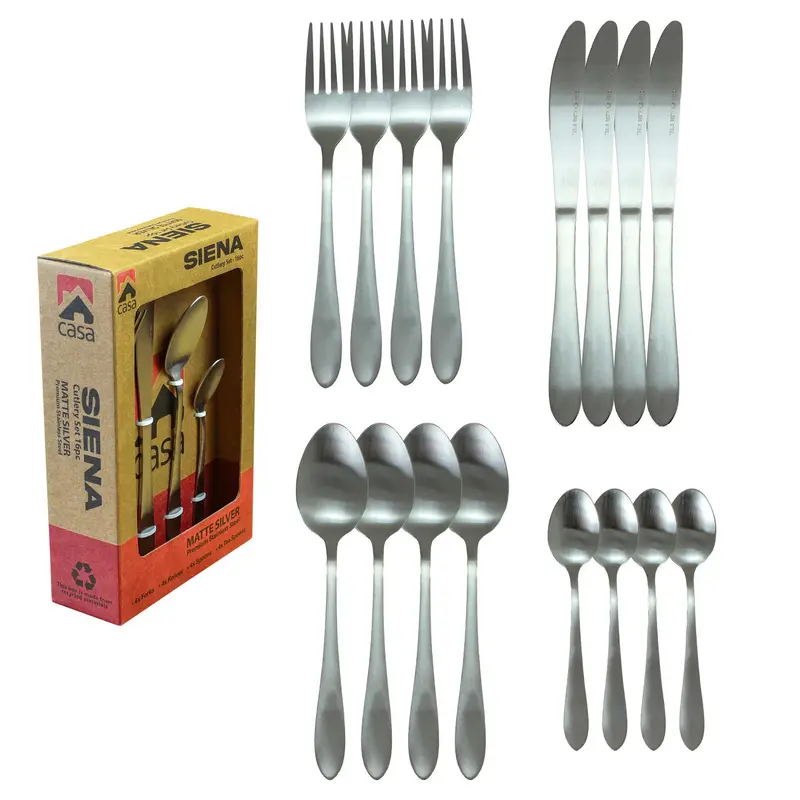 Casa CACS02 Sienna 16pc Cutlery Set - Matte Silver