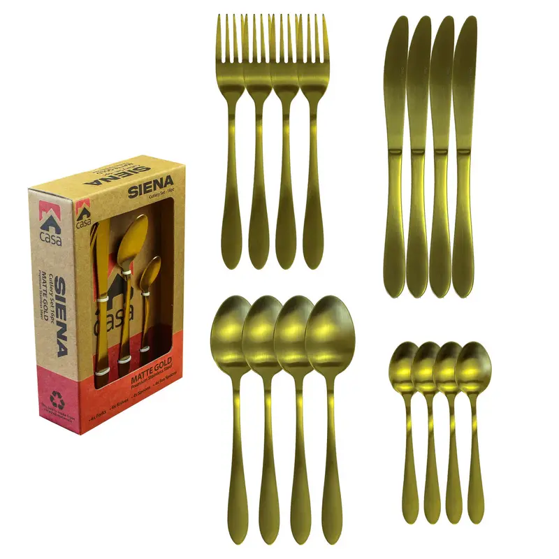Casa CACS03 Sienna 16pc Cutlery Set - Matte Gold