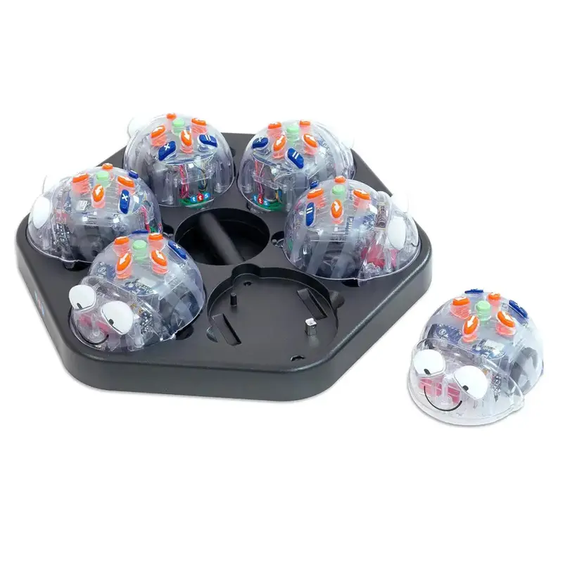 Blue-Bot Programmable Robot Class Pack - 6 Blue-Bots Bluetooth Coding Robotics See & Say Version, FREE 1 Docking Station with USB Cable