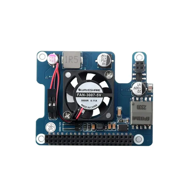 Waveshare PoE HAT (F) for Raspberry Pi 5, High Power, Onboard Cooling Fan, w/ Heatsink, Supports 802.3af/at Network Standard