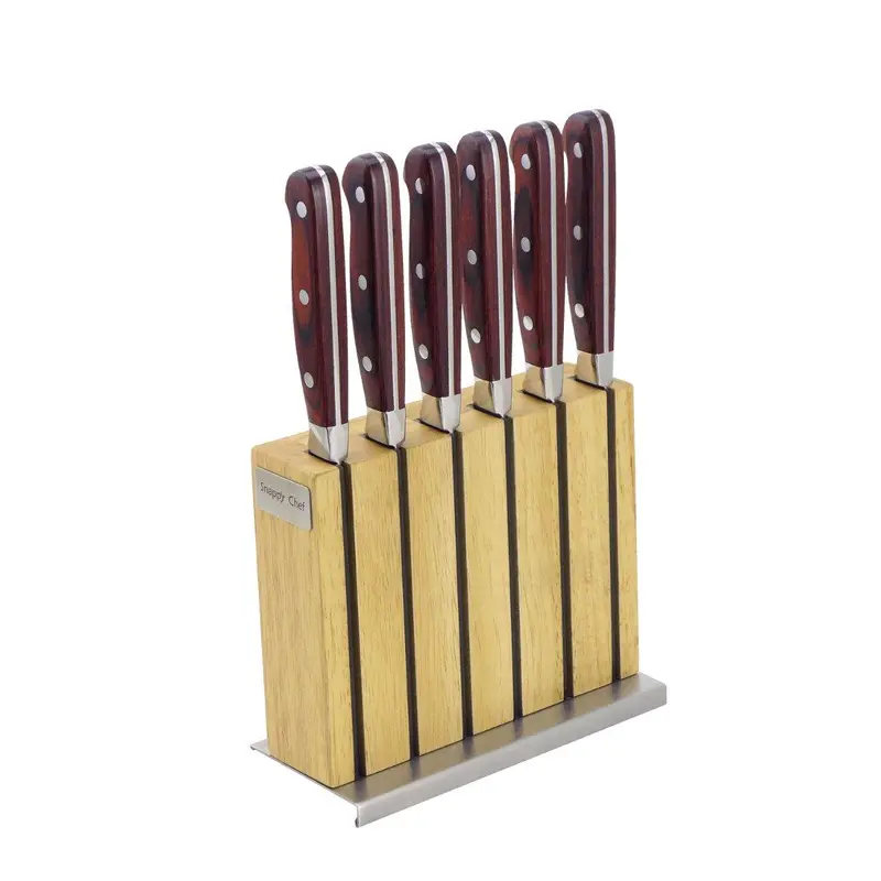Snappy Chef 6pc Steak Knife Set With Block - SCKS006