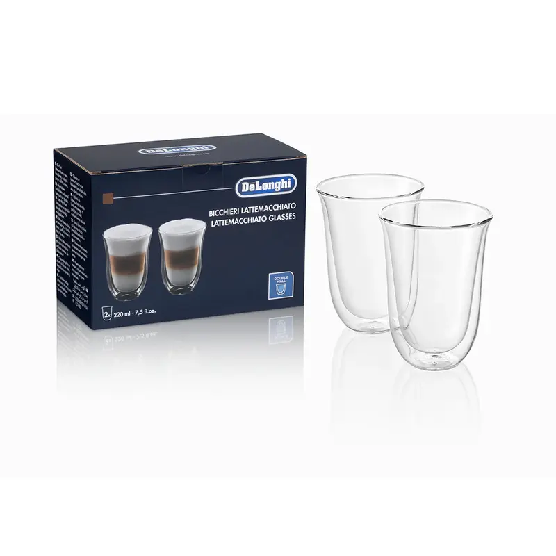 DeLonghi DLSC312 Double Walled Thermo Latte Macchiato Glass Cups
