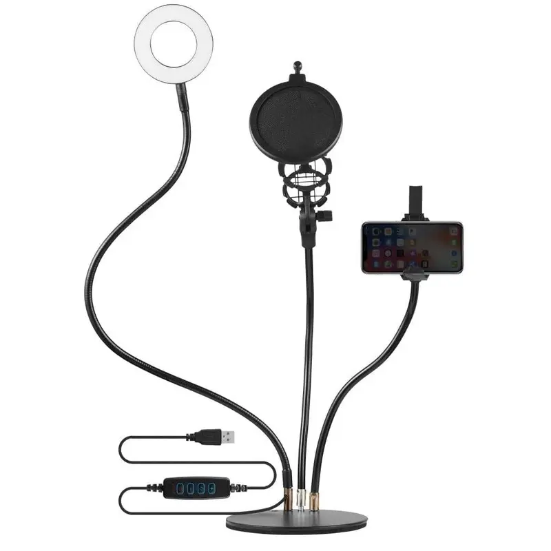 Volkano Insta - 3.5" Ring Light Desk Stand Vlogging Kit - VK-6502-BK