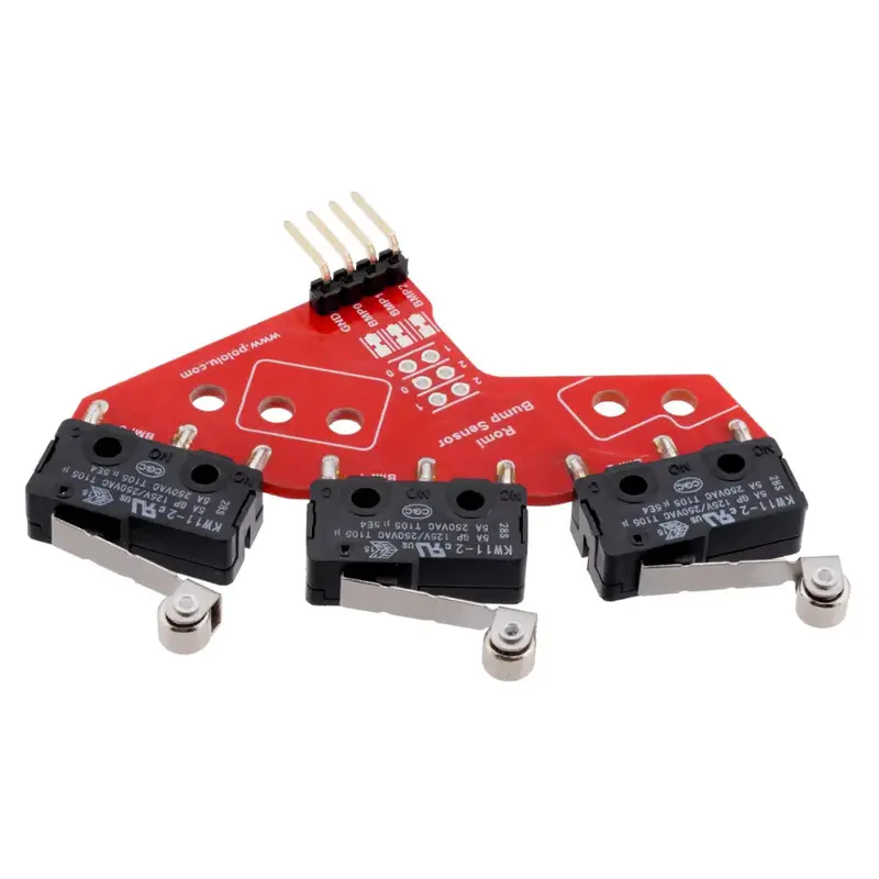 Right Bumper Switch Assembly for Romi/TI-RSLK MAX (Through-Hole Pins Soldered)