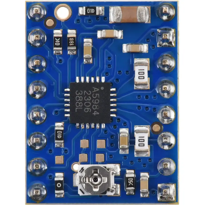 Pololu A5984 Stepper Motor Driver Carrier, Adjustable Current, Blue Edition (Soldered Header Pins)