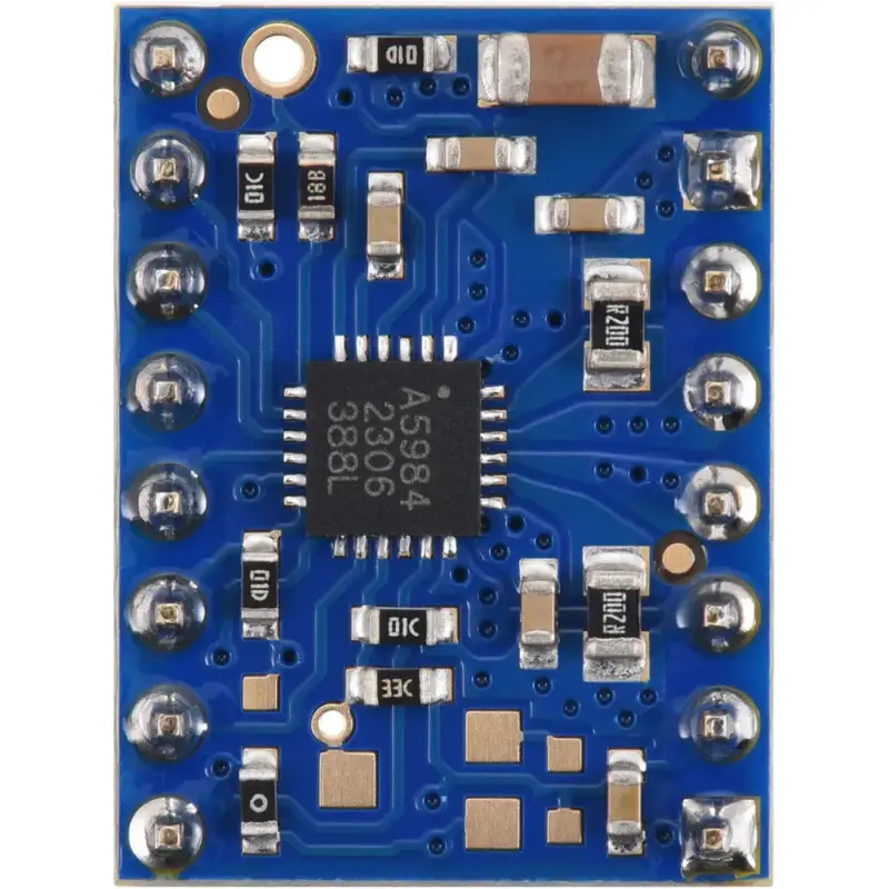 Pololu A5984 Stepper Motor Driver Carrier, Fixed 1A@5V / 660mA@3.3V, Blue Edition (Soldered Header Pins)