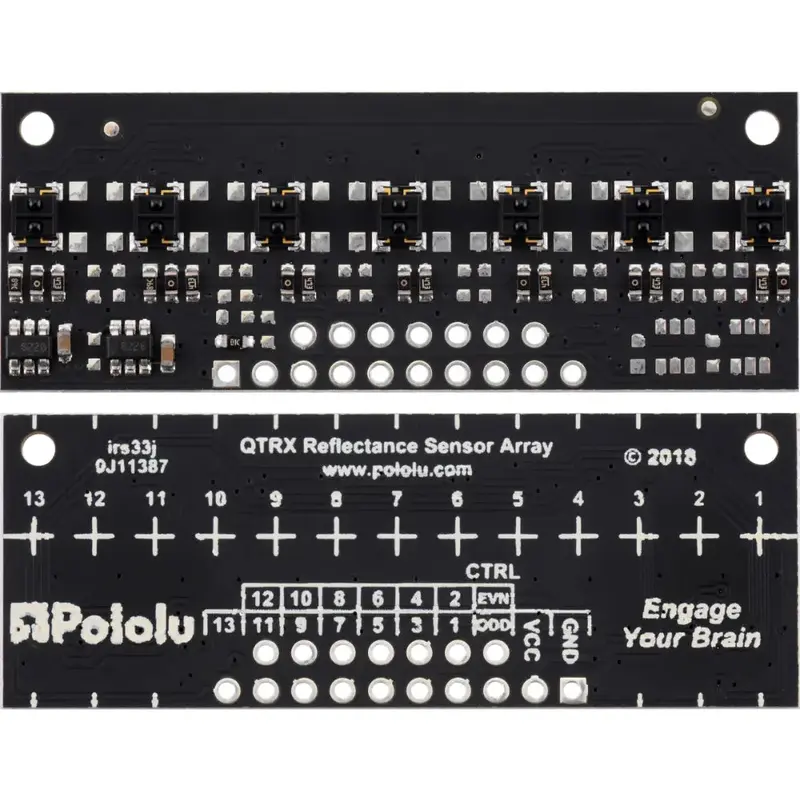 Pololu QTRX-MD-07A Reflectance Sensor Array: 7-Channel, 8mm Pitch, Analog Output, Low Current