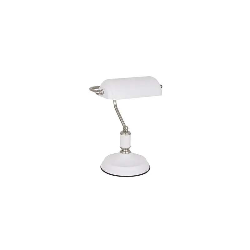 Radiant Bankers Table Lamp -White/Satnickel