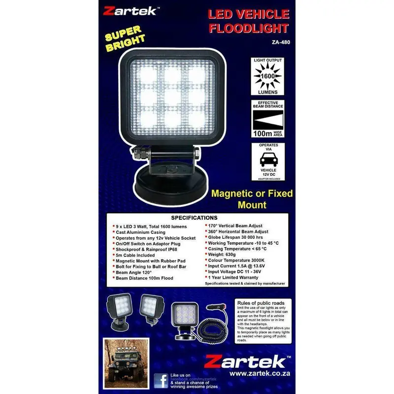 Zartek ZA-480 Vehicle LED Floodlight