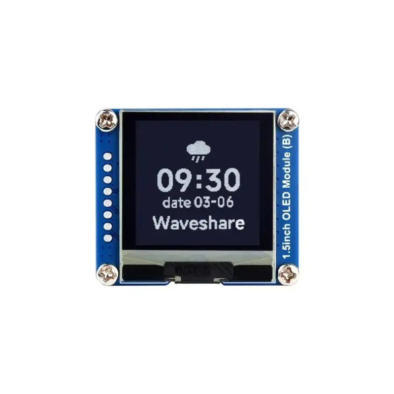 Waveshare 1.5" OLED Display Module, 128128 Resolution, SPI/I2C Communication, Black/White Display Color
