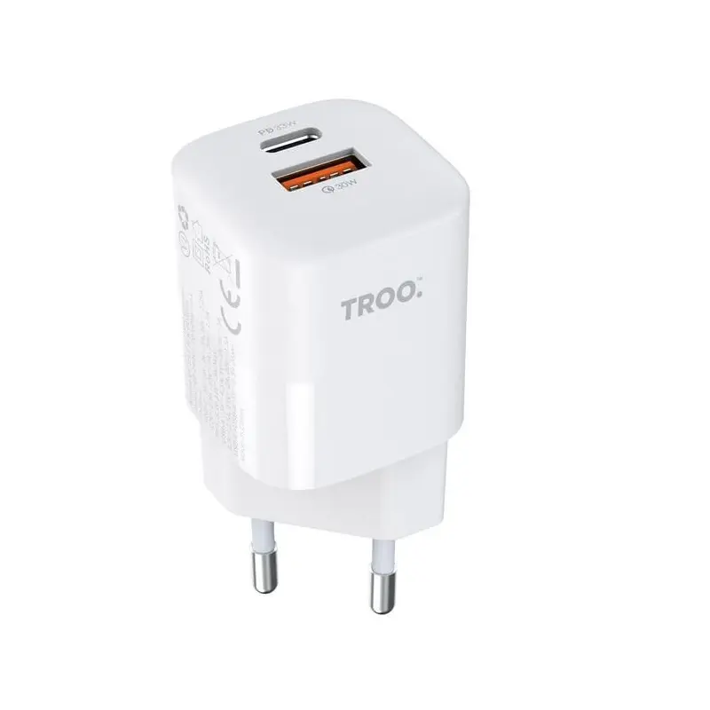 TROO Certified PD 33W Fast Charge Dual Type-C & USB Power Adapter - PD5006