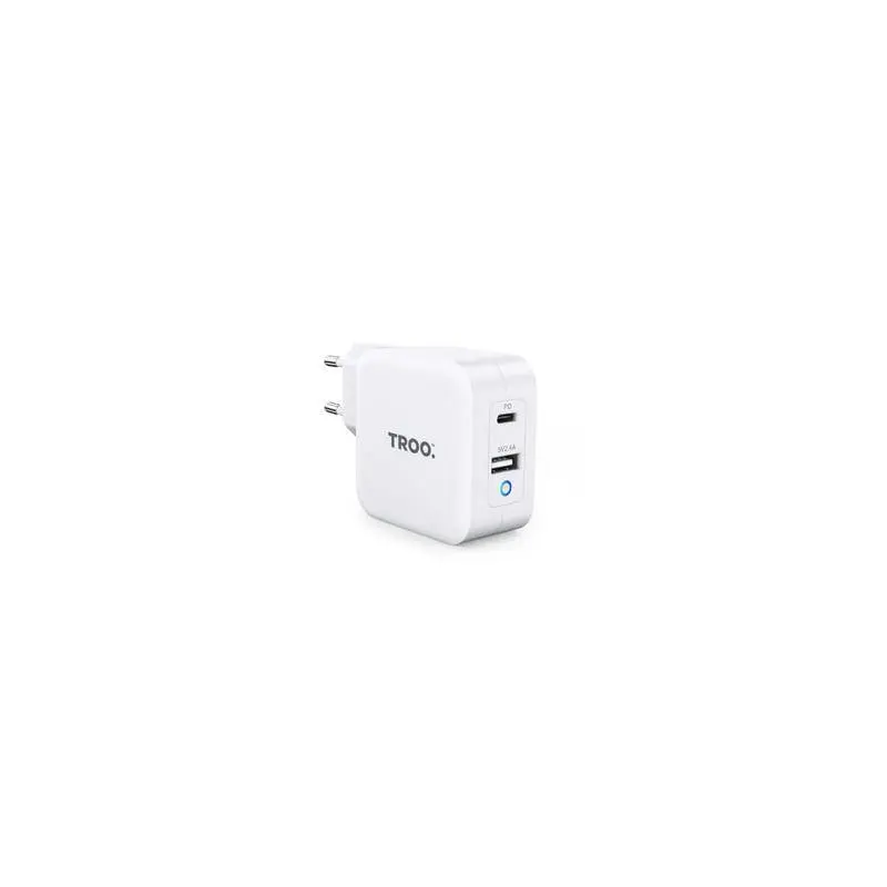 TROO Certified PD 65W Fast Charge Dual Type-C & USB Power Adapter - PD8002
