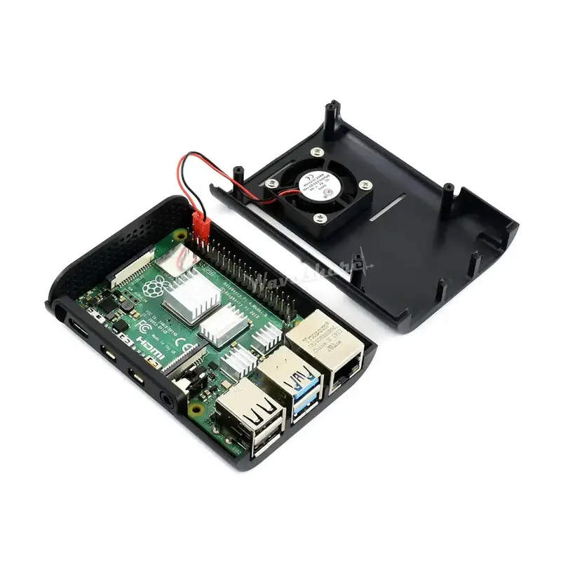 Waveshare Black ABS Case for Raspberry Pi 4 w/ Cooling Fan