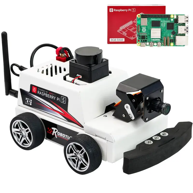 Yahboom Raspberry Pi 5 AI Visual ROS2 Robot Car Kit 2DOF Lidar Stem Education Project For Teen Engineers Students (With Raspberry Pi5-16GB)