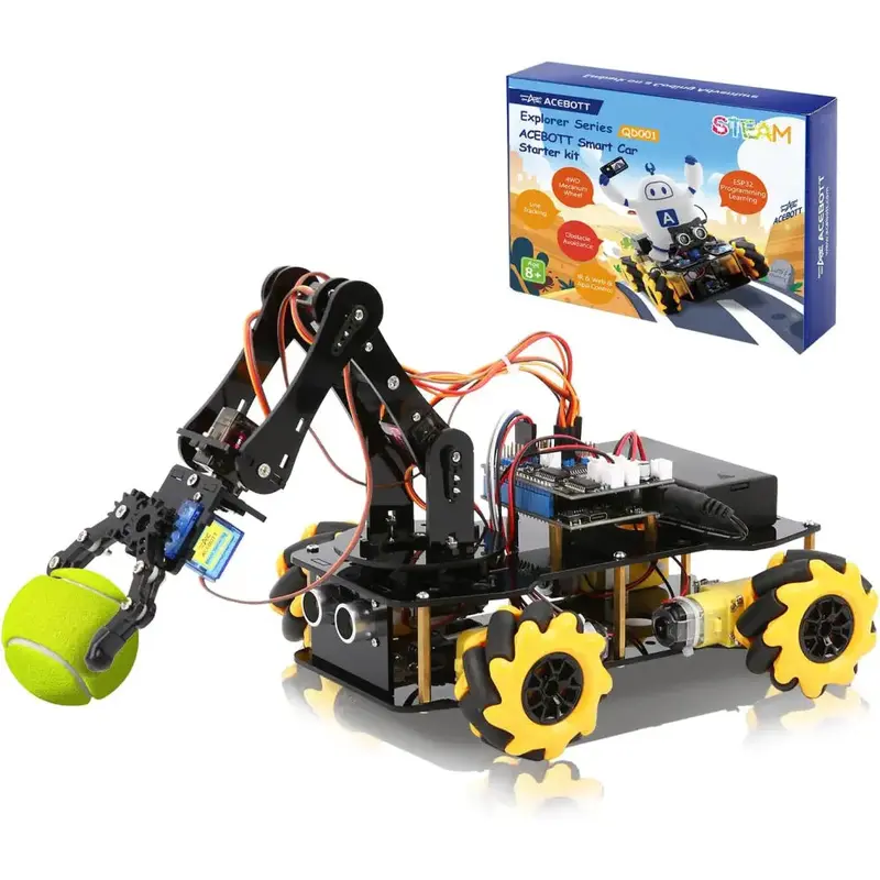 ACEBOTT 5DOF Smart Robot Arm Car Kit, Compatible w/ Arduino/Python/Blockly