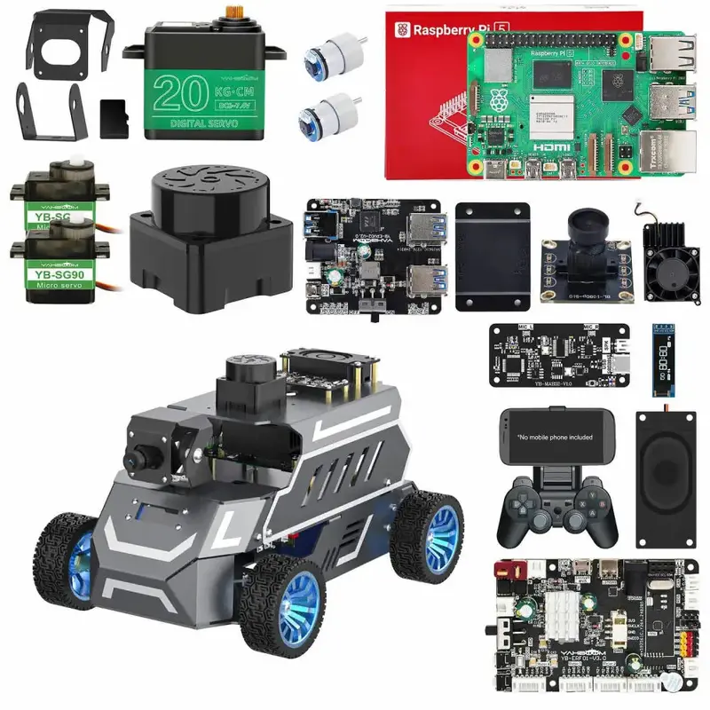 ROSMASTER A1 AI Large Model ROS2 Robot with Ackerman steering chassis-Standard-with RPi 5 8G