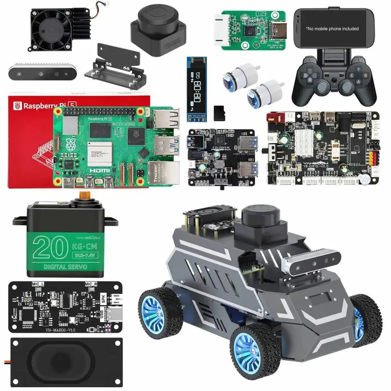 ROSMASTER A1 AI Large Model ROS2 Robot with Ackerman steering chassis-Ultimate with RPi 5 8G