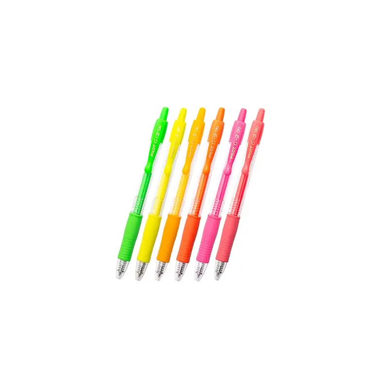 Pilot G-2 Neon Gel Retractable Pen - Wallet of 6 Neon Colours