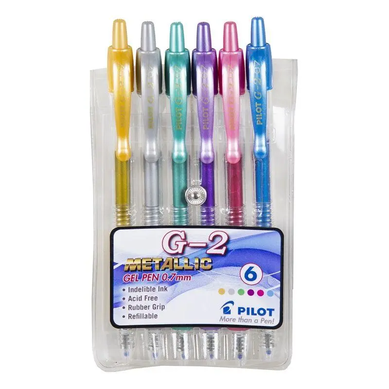 PILOT G2 Retractable Gel Ink Pen Metallic WALLET 6