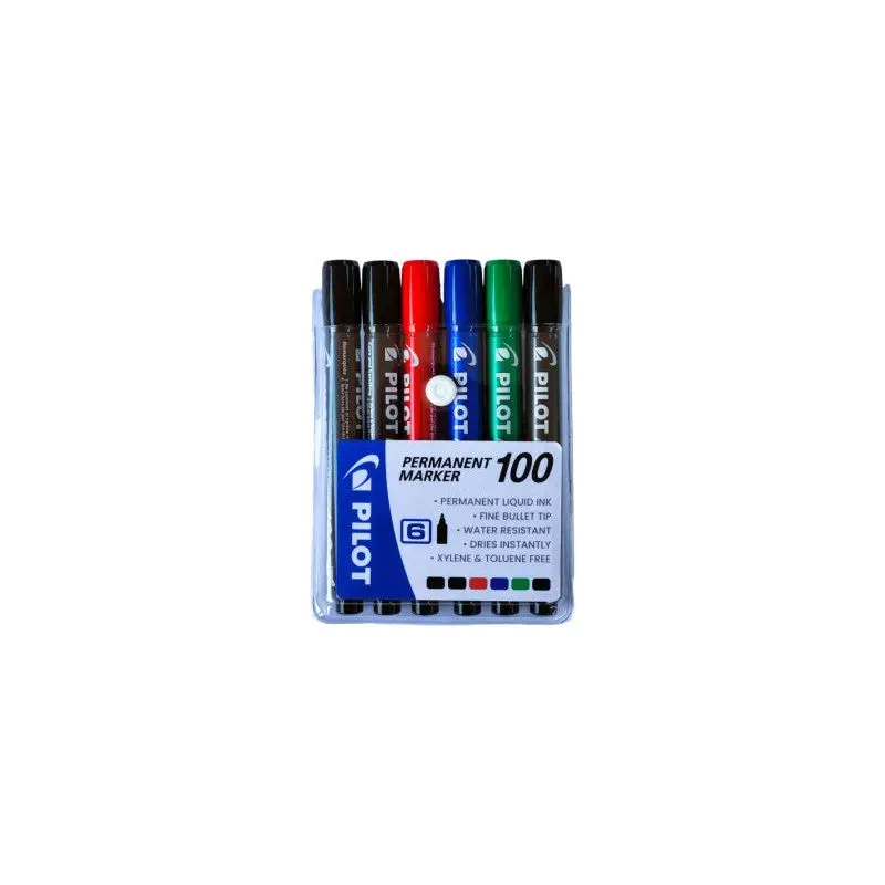 PILOT Permanent Marker 100 Bullet Tip - Wallet 5 + 1