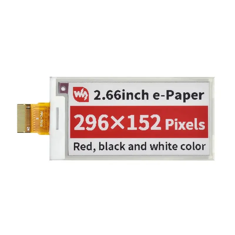 Waveshare 2.66" E-Paper (B) E-Ink Raw Display, 296152, Red / Black / White, SPI, w/o PCB