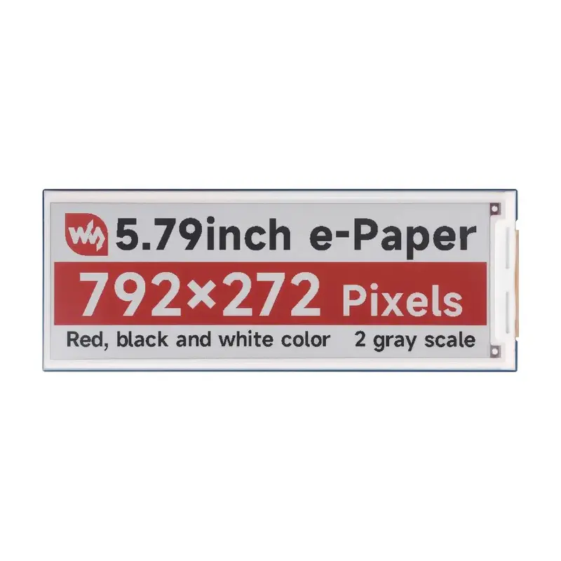Waveshare 5.79" E-Paper Module (B), E-Ink Display, 792x272, Red/Black/White, SPI Interface