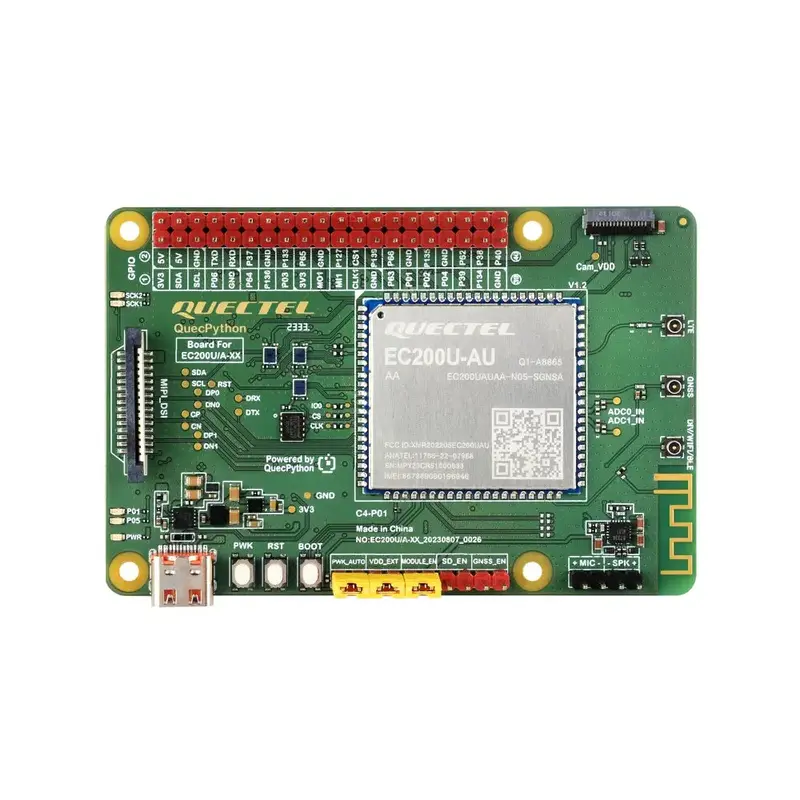Waveshare EC200U-AU C4-P01 Dev Board for QuecPython, Multi-Mode & Multi-Band Support, LTE Cat-1 / Bluetooth, GNSS