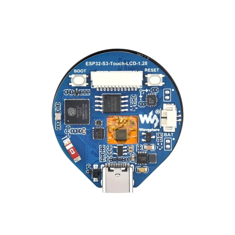 Waveshare ESP32-S3 Development Board w/ 1.28" Round Touch LCD, Compact Size, Accelerometer & Gyroscope