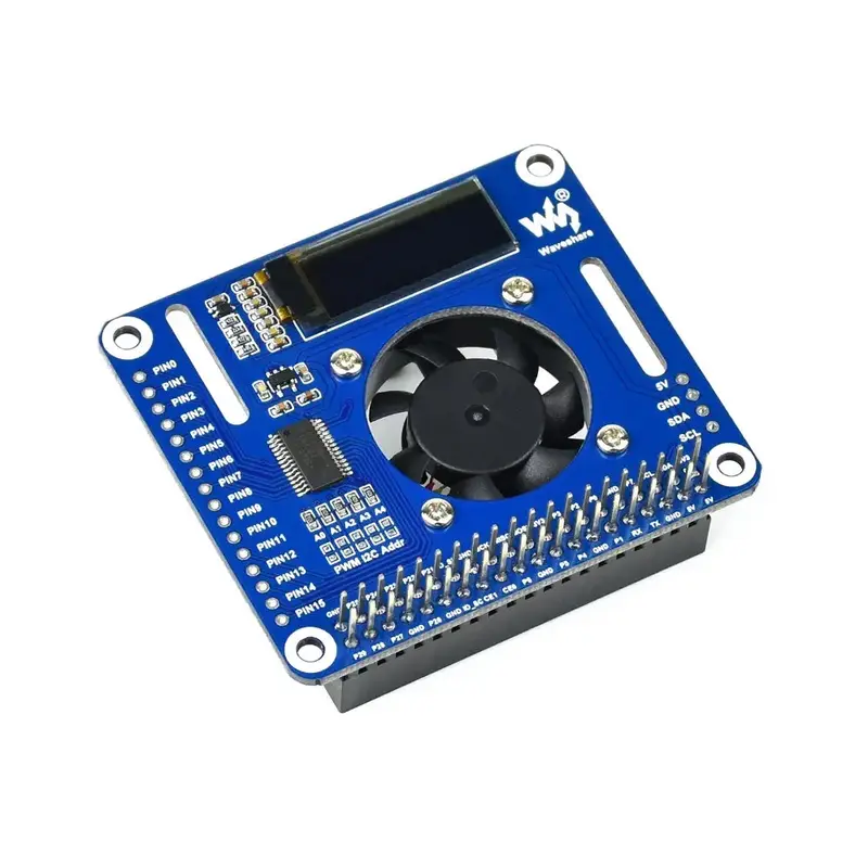 Waveshare PWM Controlled Fan HAT for Raspberry Pi, I2C, Temperature Monitor